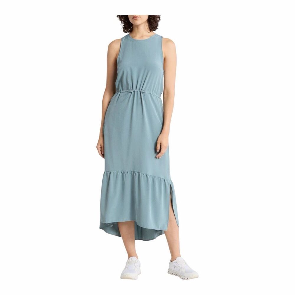 Zella Pursuit Tiered Midi Dress adjustable drawcord waist sz M NWT